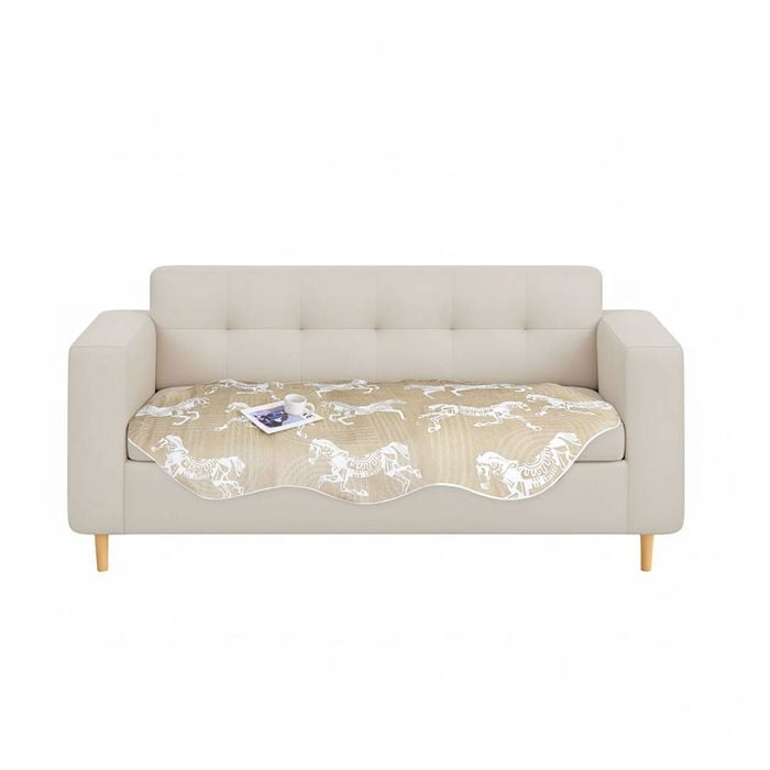SOGA Three-Seater Beige Horse Print 90x210cm Throw Blanket Sofa Cover
