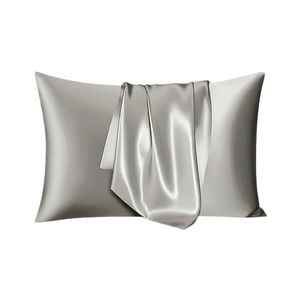Anypillow Pillowcase 50x90cm Light Gray Set with Eye Mask Natural Mulberry Silk