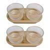 2x 2pc NF Living Glass Serving Set Bamboo Tray and Bowls 20.5x11cm Solid Clear