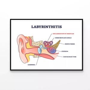 Labyrinthitis As Inner Ear Infection Diagram  Print 100% Australian Made 90x60cm  (Poster)