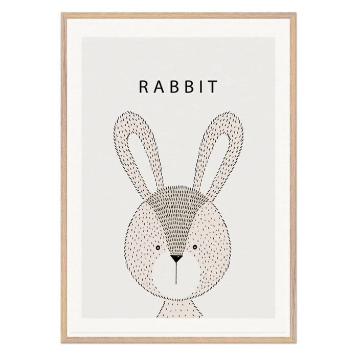 Galrie Charming Minimalist Rabbit Art Print for Modern Decor, Wood Frame, 70 x 100cm (28 x 40inch)
