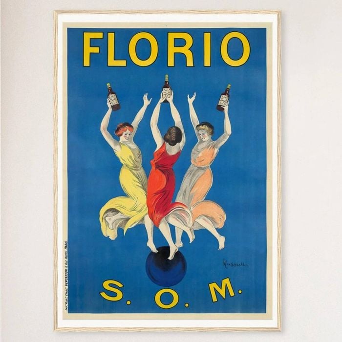 Galrie Stunning Florio S.O.M. Vintage Art Nouveau Poster by Leonetto Cappiello Home Décor, Wood Frame, 70 x 100cm (28 x 40inch)