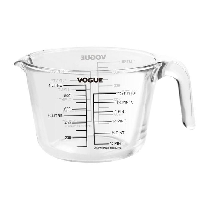 Vogue Glass Measuring Jug 1180ml Kitchen Baking Preparation Cooking Utensil