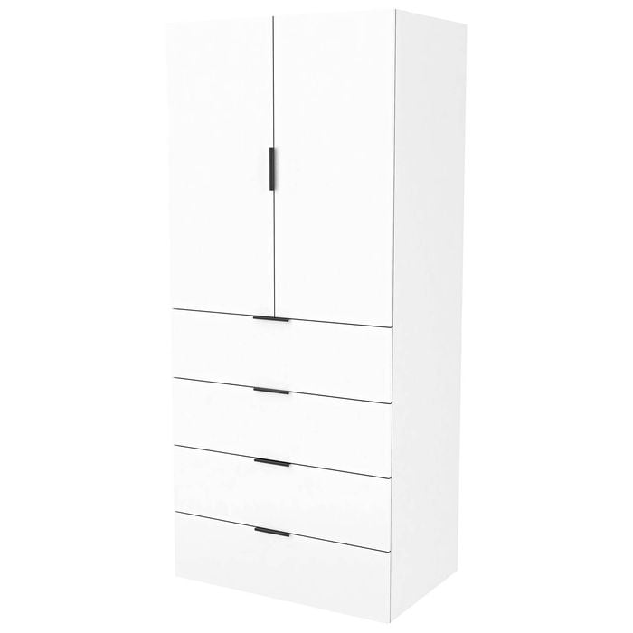 Lugna 2048X900X580mm White Hanging 4 Drawer Double Door Cabinet - White