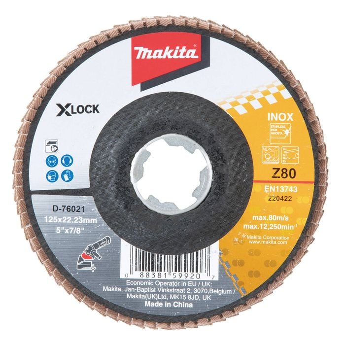 Makita X-LOCK 125mm 80G Flap Disc Zirconia Angled