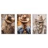 3pcs Western Cowgirl Classic Modern Portrait Print 100% Australian Made 3 x 40x60cm (Metal Print)