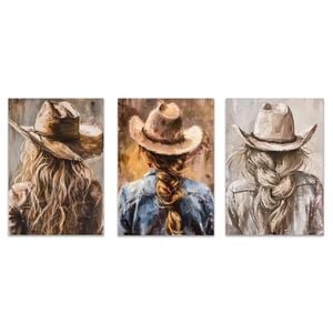 3pcs Western Cowgirl Classic Modern Portrait Print 100% Australian Made 3 x 40x60cm (Metal Print)