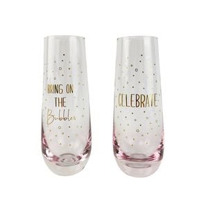 2pc Urban 16cm Celebrate Champagne Glass Drinking Cup Gold/Pink