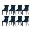 Oikiture 8x Velvet Dining Chairs Upholstered French Provincial Tufted Blue