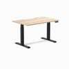 Desky Dual Classic Oak Scalloped Melamine Sit Stand Desk 1200x750mm Matte Black Frame Leg