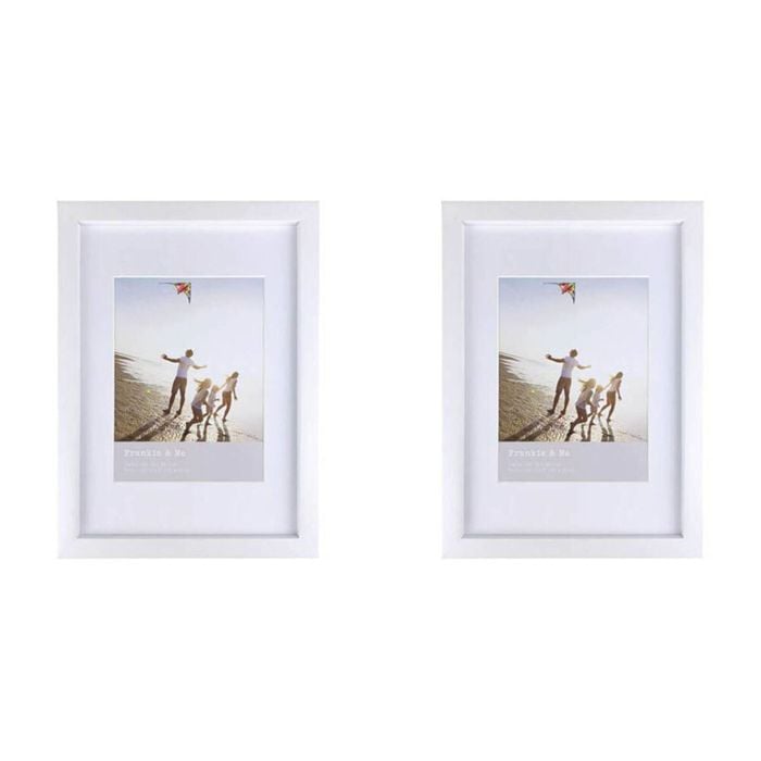 2PK Frankie & Me Wooden Border 6x8'' Picture Frame Home/Office Photo Decor White
