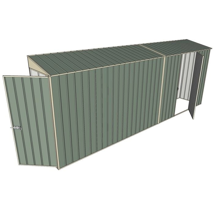 Build-a-Shed 0.8 x 5.2 x 2m Single Hinged Door Skillion Shed with Single Hinged Side Door - Green