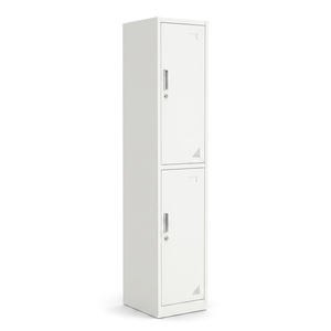 Lauft Steel Storage Locker Cabinet, 2 Door White Cupboard For Garage Gym Office