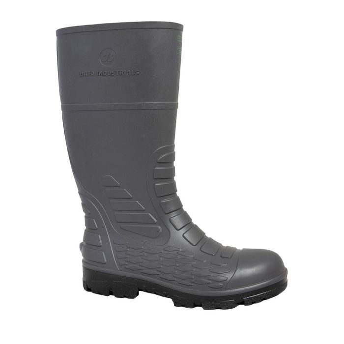 Bata Industrials Grey/Black Jobmaster 5 Safety Toe Midsole & Metatarsal Protection PVC Gumboot - Size 15