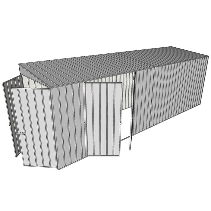 Build-a-Shed 1.5 x 6 x 2m Skillion Double Hinged Side Doors Shed - Zinc