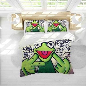 3D Abstract Letters Graffiti Frog Quilt Cover Set Bedding Set Pillowcases JN 078