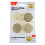Taskmaster 32.5mm Knurled Brushed Brass Cabinet Knobs - 4 Pack