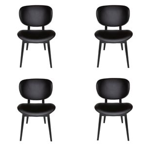 Pack of 4 | Nobu Upholstered Dining Chair | Black Legs - Black PU Leather