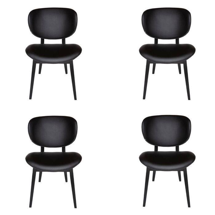 Pack of 4 | Nobu Upholstered Dining Chair | Black Legs - Black PU Leather