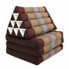 Large Thai Triangle Pillow - 3 Fold Floor Cushion | Handmade Thai Lounge Mat & Backrest - Brown