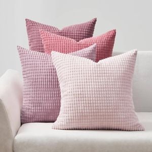 Gioia Casa Corduroy Corn Grain Cushion Covers - Pink, 45cm x 45cm (Pack of 4)