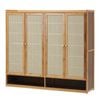 Oikiture Shoe Storage Cabinet Shoes Rack 4 Doors Rattan Brown