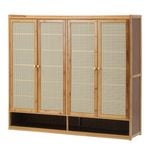 Oikiture Shoe Storage Cabinet Shoes Rack 4 Doors Rattan Brown
