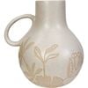 LVD Ceramic Glossy Summer Floral Decorative Urn Jar 21x25cm Natural