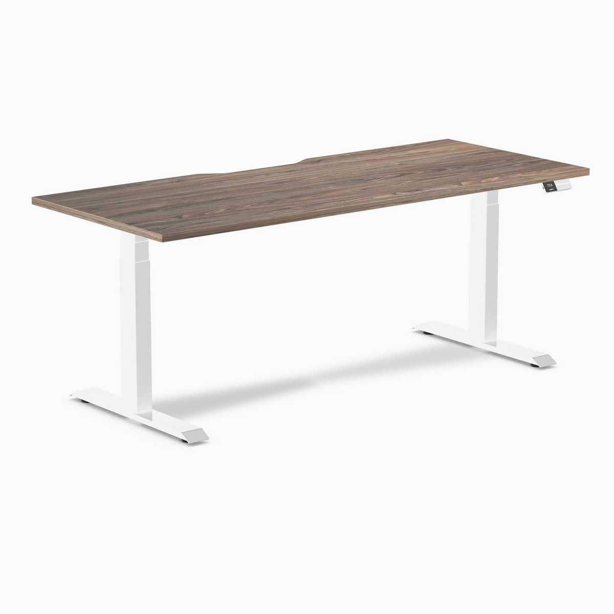 Desky Dual Scalloped Melamine Sit Stand Desk White Frame 180cm ...