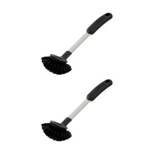 2x Circulon Cleaning Brush w/ Scrapper Head Stainless Steel Handle Cleaner Black