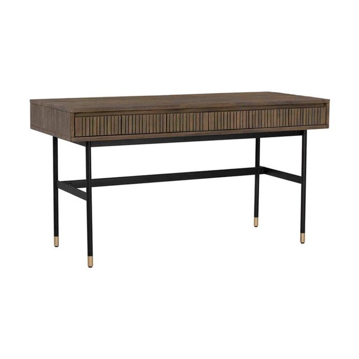 Modern Furniture HAMILTON Study Desk Oak & Acacia Veneer 140cm - Toffee