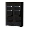 Oikiture 2x LED Display Cabinet Tall Sideboard Buffet High Gloss Cupboard Black