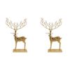 2PK LVD Wooden Mystical Reindeer Foil Home/Living Room Xmas Decor 22x37cm Gold