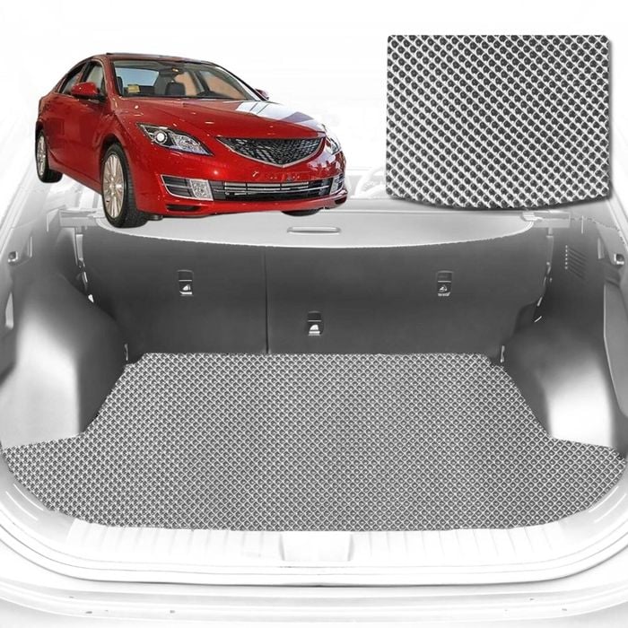 6D Diamond Car Boot Mat for Mazda 6 GG, GH, GY, GH12002-2008-Sedan-Cargo Mat-Grey-Outback GT