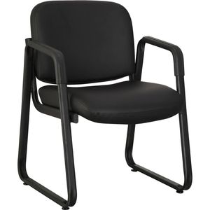 Lorell Leather Plywood Office Guest Chair Black