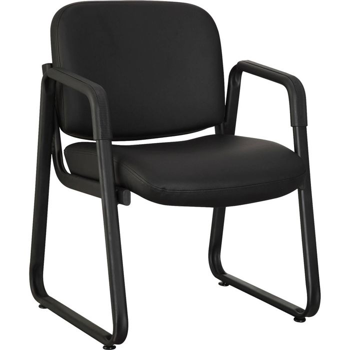 Lorell Leather Plywood Office Guest Chair Black