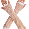 12x Long Elbow Length Fishnet Gloves Fingerless 70s 80s Wos Costume Party Bulk in White
