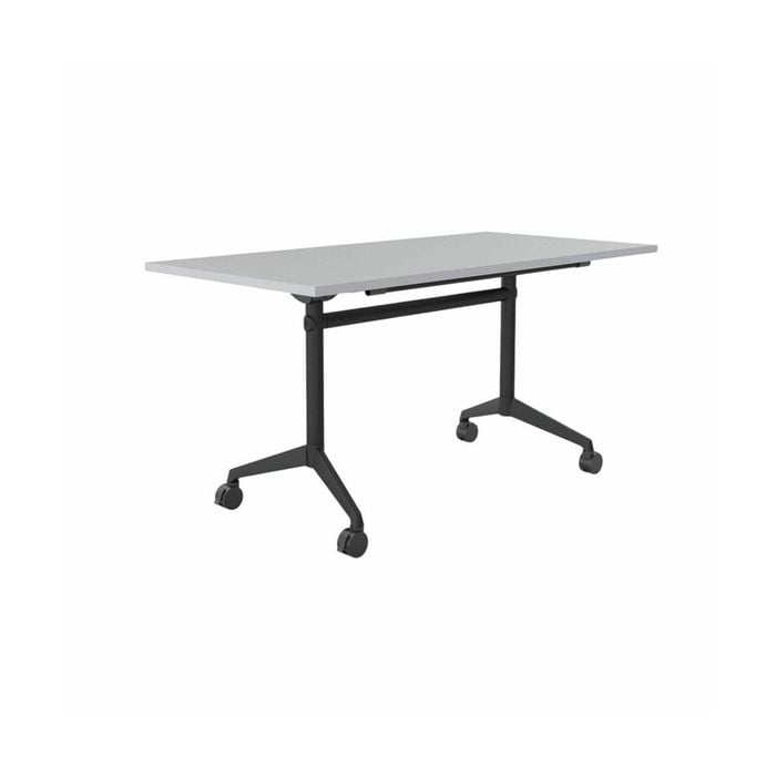 Olg Modulus Flip Table Black And Silver Frame New Oak Smooth Top L1500mm X W600mm