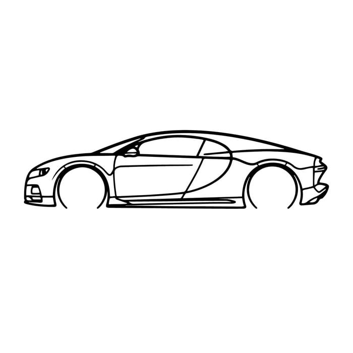 Ignite Laser Bugatti Chiron Silhouette Metal Wall Art Rustic Metal 23.6inch/60cm