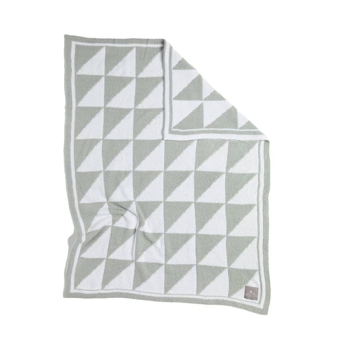 Living Textiles Chenille Blanket - Sage Triangles