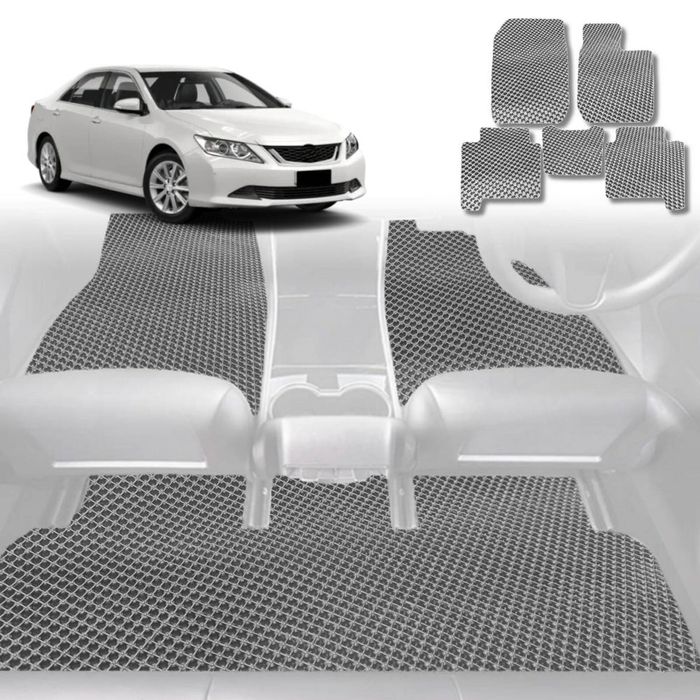 6D Diamond Car Floor Mats for Toyota Aurion 2012-2017-Full Set-Grey-Outback GT