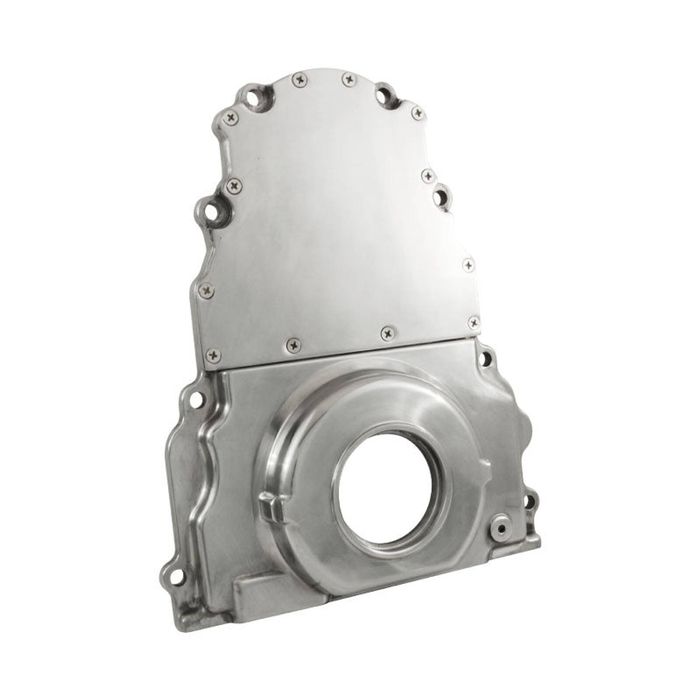 Cal Custom GM LS1 LS2 LS3 Timing Cover without Cam Sensor Hole - Polished Aluminium, Holden, Chev