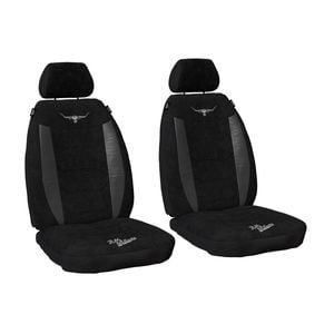 R.m.williams Rmw Longhorns Suede Velour Black Front Car Seat Covers Universal Fit