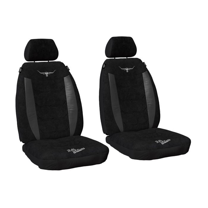 R.m.williams Rmw Longhorns Suede Velour Black Front Car Seat Covers Universal Fit