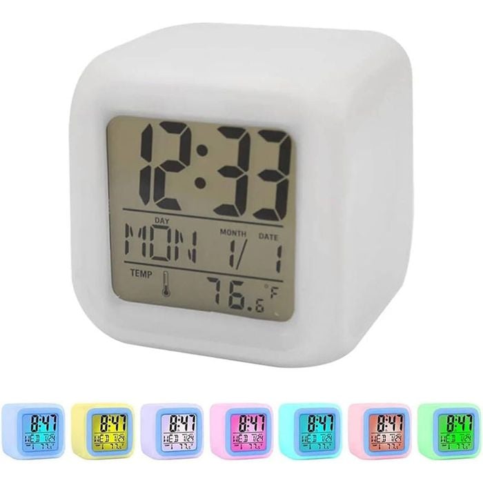 Catzon Child Alarm Clock With Led 7 Color Night Light And Wake Up Function