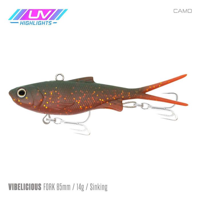 Samaki Vibelicious Fork Tail Soft Vibe 85mm 14g Fishing Lure Camo