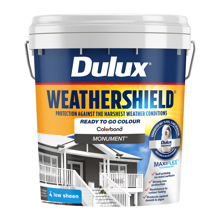 Dulux 15L Monument Low Sheen Weathershield Exterior Paint