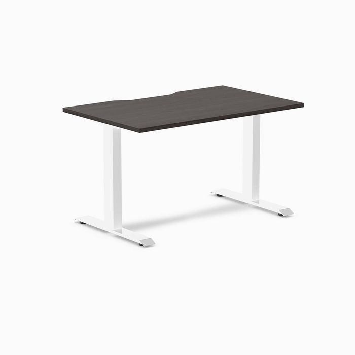 Desky Fixed Height Scalloped Melamine Office Desk White Frame 120cm
