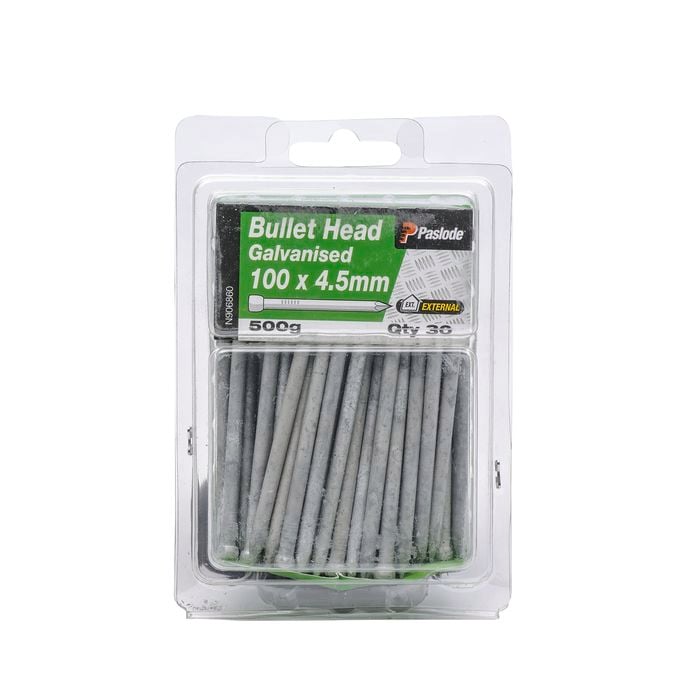 Paslode 100 x 4.5mm 500g Galvanised Bullet Head Nails - 30 Pack