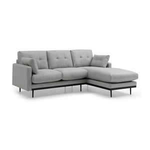 Modern Furniture HAVANA 3 Seater Sofa with Right Chaise - Light Grey & Black